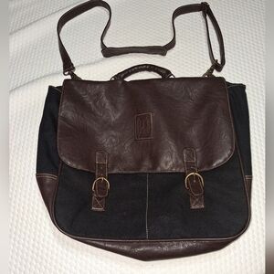PS Brown and Black Faux Leather Crossbody Messenger Bag In Great Con